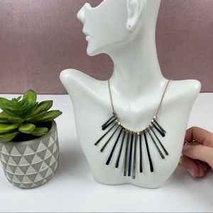 Gold Blue Green Fringe Statement Necklace Boho Women Jewelry